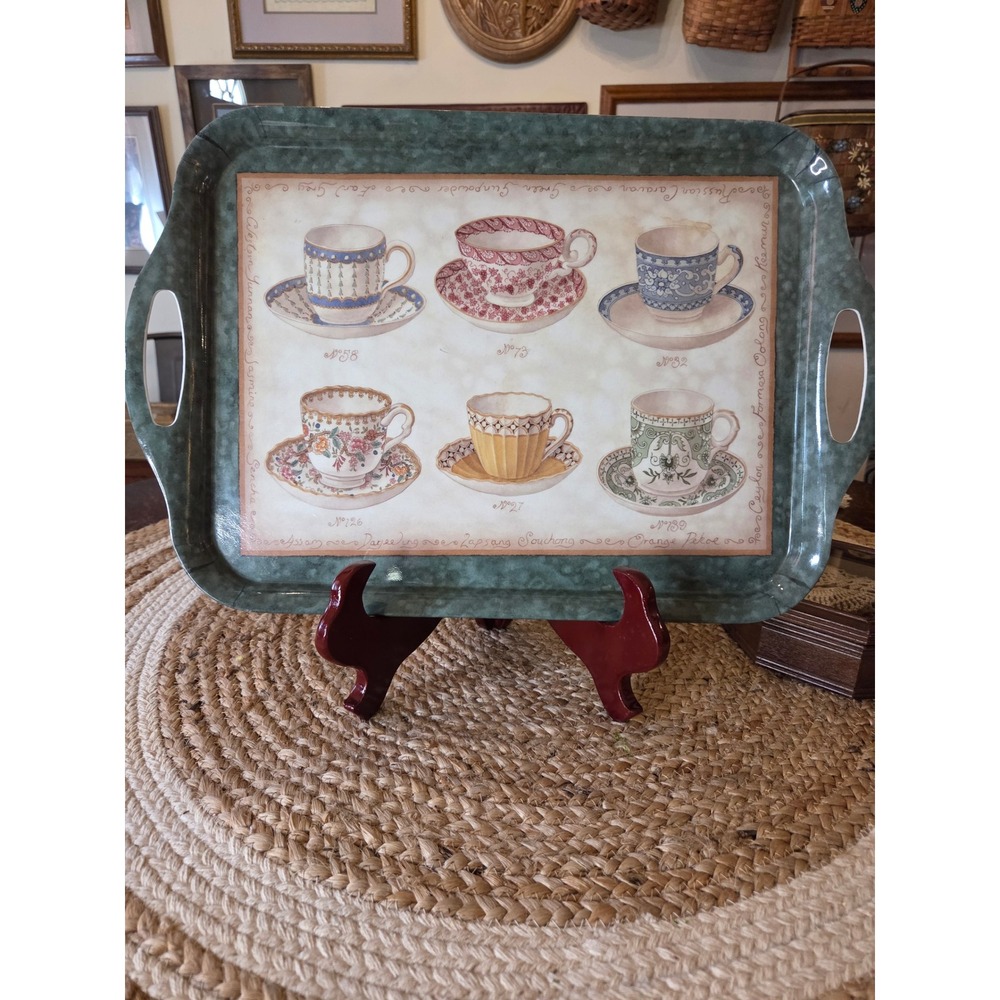 Wilscombe Wellington Melamine Serving Tray Teacup Tea Varieties England Green